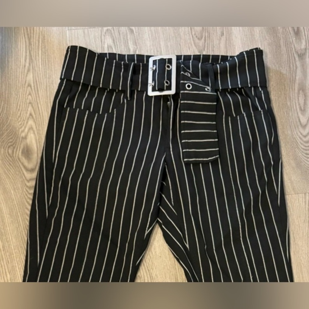 Hot Topic Black and White Striped Flare Pants